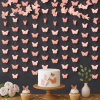 KatchOn, Rose Gold Hanging Butterfly Garland - Pack of 6 | Butterfly Wall Decor & Birthday Banner for Girls | Butterfly Birthday Decorations for Women, Baby Shower, Wedding, Bridal Shower