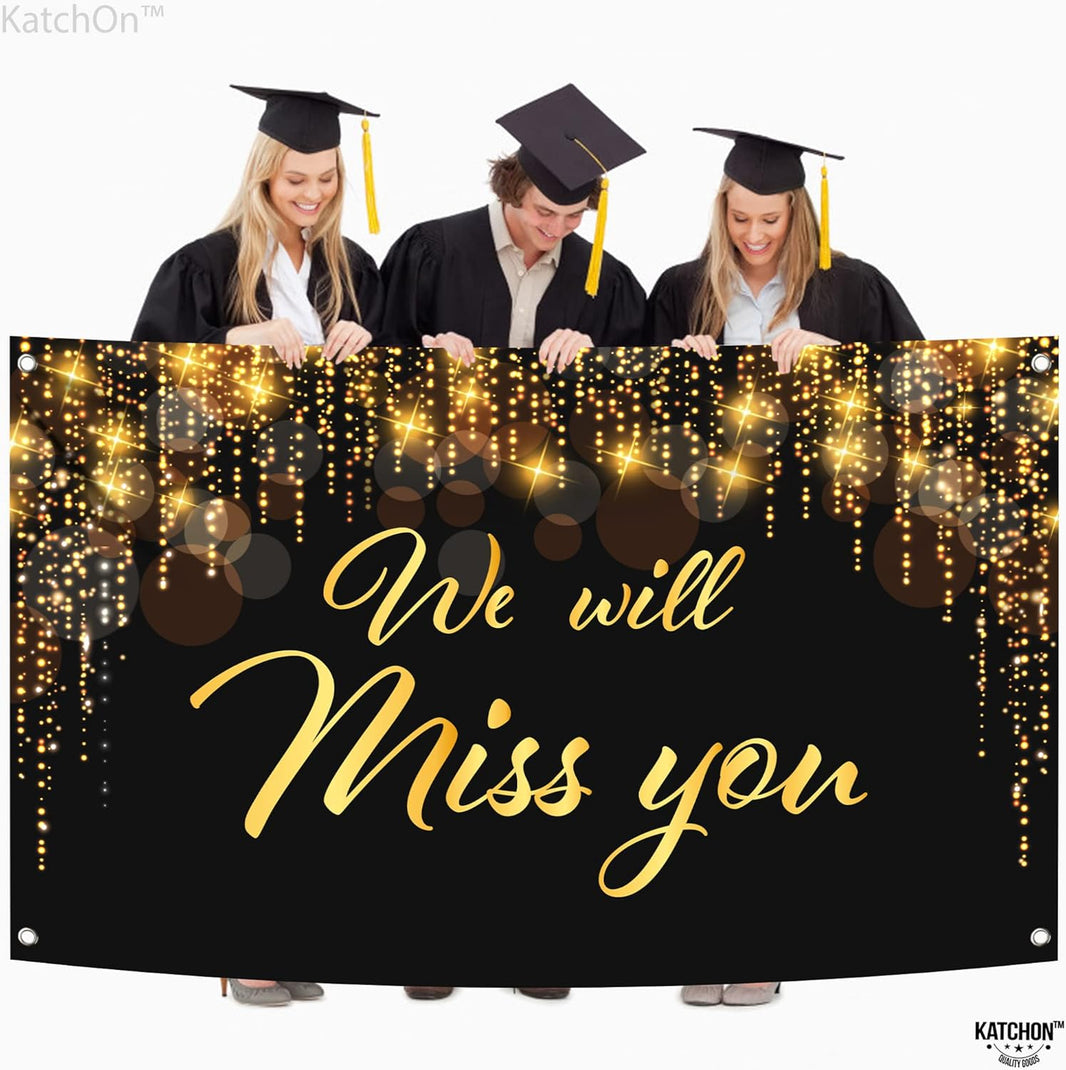 KatchOn, We Will Miss You Banner Black and Gold - XtraLarge 72x44 Inch | Black and Gold We Will Miss You Decorations, Farewell Decorations Party | Farewell Banner, Graduation Decorations 2026