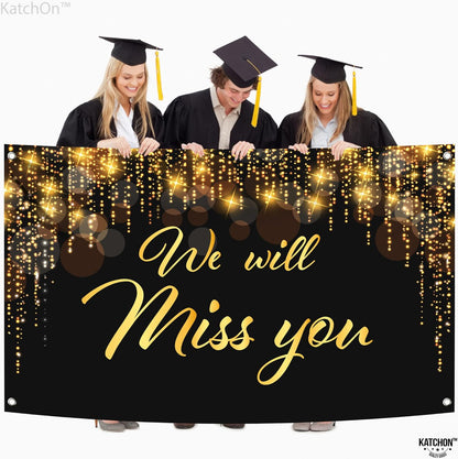 KatchOn, We Will Miss You Banner Black and Gold - XtraLarge 72x44 Inch | Black and Gold We Will Miss You Decorations, Farewell Decorations Party | Farewell Banner, Graduation Decorations 2026