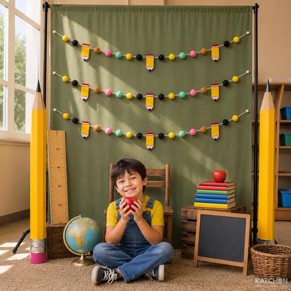 KatchOn Pre-Assembled Felt Pompom Pencil Banner for Back to School 8.2 Feet