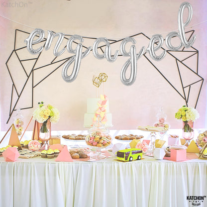 KatchOn, Silver Engaged Balloons Letters - 16 Inch | Engagement Balloons, Engagement Party Decorations | Bachelorette Party Decorations| Engaged Decorations