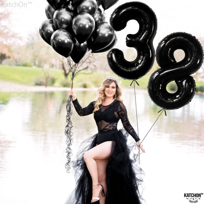 Black Number 38 Foil Balloon - US