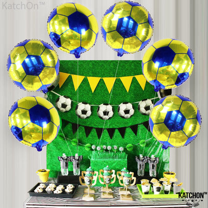 KatchOn, Yellow and Blue Soccer Balloons - 18 Inch, Pack of 6 | Soccer Birthday Party Decorations, Sports Themed Party Decorations | soccer decorations For Party With Blue and Yellow Balloons