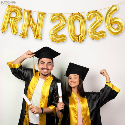 KatchOn, Gold RN 2026 Balloons - 16 Inch | RN Balloons Graduation | Rn Balloon Letters,Nurse Graduation Decorations 2026 | RN Graduation Party Decorations | Nursing School Graduation Decorations 2026
