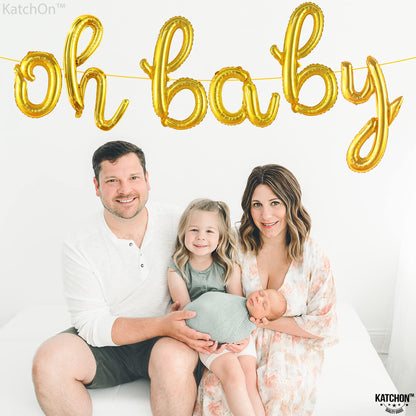 KatchOn, Gold Oh Baby Balloon Sign - 16 Inch | Oh Baby Sign for Backdrop | Baby Shower Balloons for Baby Shower Decorations | Gender Reveal Balloons, Oh baby balloons for Gender Reveal Decorations