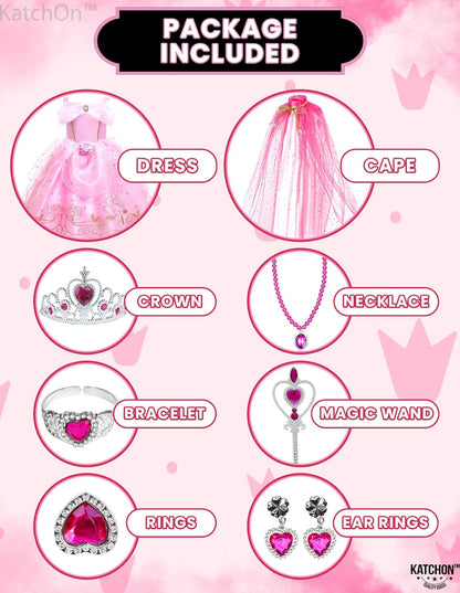 KatchOn, Princess Costume for Girls with Cape - Girls Princess Dress up Costume with Accessories Crown, Necklace and Bracelet