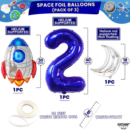 Huge, 2nd Two The Moon Balloons - 40 Inch | Two The Moon Birthday Decorations boy | Galaxy Birthday Party Decorations | Galaxy Balloons, Outer Space Birthday Decorations | Space Themed Party Supplies