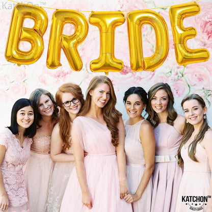 KatchOn, Giant Gold Bride Balloons - 40 Inch | Bachelorette Party Decorations | Gold Bride Balloon for Bridal Shower Decorations | Bridal Shower Balloon | Bachelorette Balloons