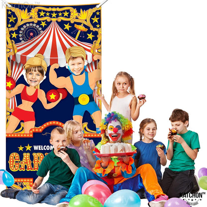 KatchOn, Carnival Photo Booth Backdrop - Large, 72x36 Inch | Carnival Photo Backdrop, Carnival Theme Party Decorations | Carnival Backdrop For Carnival Decorations | Circus Theme Party Decorations