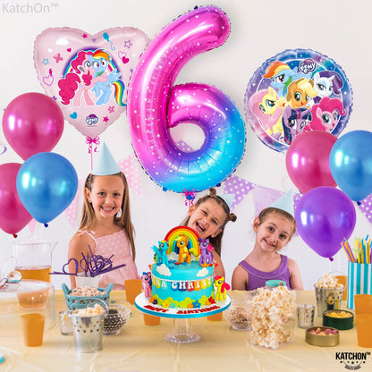 KatchOn, Giant Rainbow Number 6 Balloon - 40 Inch | Galaxy Number 6 Balloon | 6th Birthday Decorations For Girls, Boys | Number Six Birthday Balloon for 6th Birthday Decorations