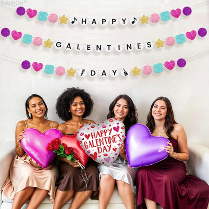 KatchOn, Glitter Happy Galentines Day Banner - 10 Feet, No DIY | Galentines Banner for Galentines Day Decorations for Party | Galentines Decorations | Valentines Décor