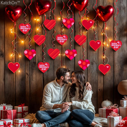 KatchOn, Red Hearts Swirls Valentines Hanging Decorations - Pack of 30, No DIY | Valentines Day Decorations Indoor, Hanging Hearts Decorations | Hanging Valentines Day Decorations | Valentines Décor