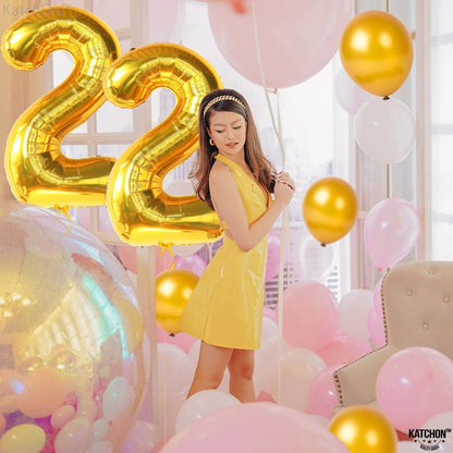 KatchOn, 22 Balloon Number Gold - 40 Inch | 22 Number Balloons | Gold 22 Balloons for 22 Birthday Decorations for Men | Number 22 Balloons | 22 Balloons for 22 Birthday Decorations for Women