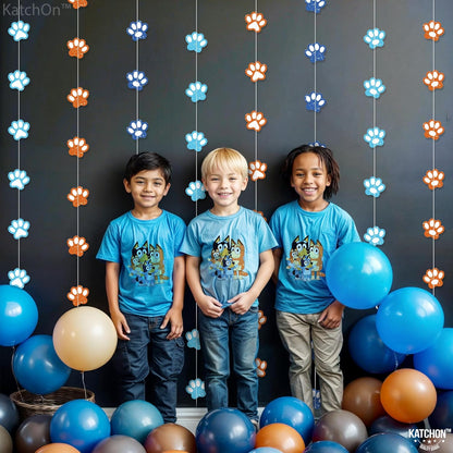 KatchOn, Dog Banner Garland Decorations - Large 6.5 Feet, 8 Strings | Puppy Party Decor | Blue and Orange Dog Birthday Party Decorations | Puppy Birthday Party Supplies, Dog Paw Print Party Supplies