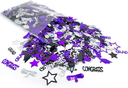 KatchOn, Purple Graduation Confetti 2024 - Pack of 1000 | Purple Silver Graduation Decorations Class Of 2024 Confetti | Graduation Centerpieces for Tables 2024 | Graduation Party Decorations 2024