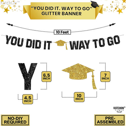 2026 Graduation Decorations | Glitter You Did It Banner 2026 Graduation Banner - Large 10 Feet | Way to Go Banner, 2026 Grad Party Decorations | You Did It Decorations | KatchOn