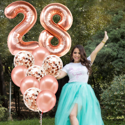 KatchOn, Big 28 Balloon Number Set - 40 Inch | 28 Birthday Decorations for Women | Rose Gold 28th Birthday Balloons for 28th Birthday Decorations | 28 Number Balloons for 28 Birthday Balloons Decor