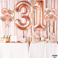KatchOn, Rose Gold 31 Balloons Numbers - 40 Inch, Pack of 12 | 31 Birthday Decorations for Women | 31 Birthday Balloon With Confetti Balloons | 31st birthday Decorations for Women | 31 Number Balloons