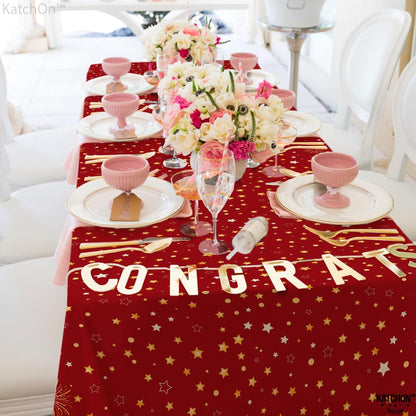 KatchOn, Red and Gold Graduation Tablecloth - 108x54 Inch, Pack of 3 | Congrats Grad Tablecloth | Red and Gold Graduation Decorations 2026 | 2026 Graduation Table Decorations