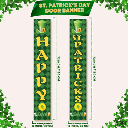 KatchOn, St Patricks Day Banner, 2 Pieces - 72x12 Inch | Happy St Patricks Day Banners, St Patricks Day Party Decorations | St Patricks Day Porch Sign, Shamrock St Patricks Day Decorations for home