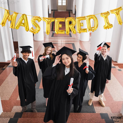 KatchOn, Gold Mastered It Balloons - 16 Inch | Gold Foil Graduation Balloons 2026 | 2026 Graduation Decorations | She Mastered It Grad Decorations Class of 2026 | Grad Party Decorations 2026