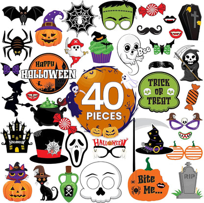 KatchOn Scary Halloween Photo Booth Props, Pack of 40