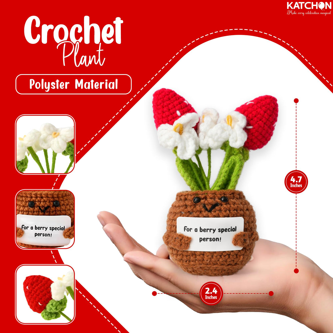 KatchOn, Handmade Crochet Flower Gift | Emotional Support Crochet Gift for Men, Women, Friend, Mom, Dad, Teacher, Coworker | Romantic, Anniversary, Retirement, Birthday Gifts | Desk Decorations