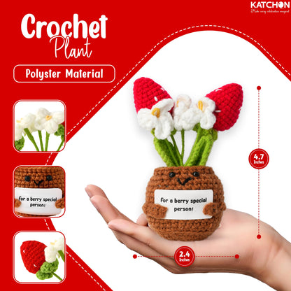 KatchOn, Handmade Crochet Flower Gift | Emotional Support Crochet Gift for Men, Women, Friend, Mom, Dad, Teacher, Coworker | Romantic, Anniversary, Retirement, Birthday Gifts | Desk Decorations