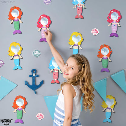 KatchOn, Mermaid Mirror Craft Kit for Kids - 40 Piece Complete Set | Mermaid Party Favors, DIY Paint Wooden Hand Mirror for Girls | Birthday Party Favors, Classroom Prizes | Christmas Gifts for Kids