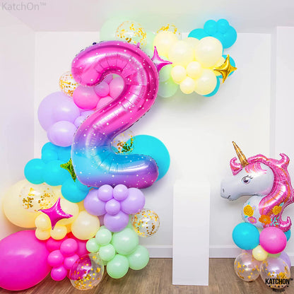 KatchOn, Giant Rainbow 2 Balloon Number - 40 Inch | Number 2 Balloons for Birthdays | 2 Year Old Balloon for 2th Birthday Decorations Girl | Number Balloons for Anniversary Decorations