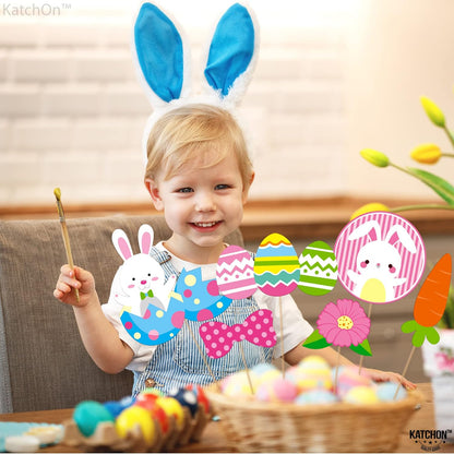 KatchOn, Huge Happy Easter Photo Booth Props - Pack of 43 | Easter Photo Props for Photoshoot | Spring Photo Booth Props, Easter Props for Photography | Easter Picture Props, Easter Party Decorations
