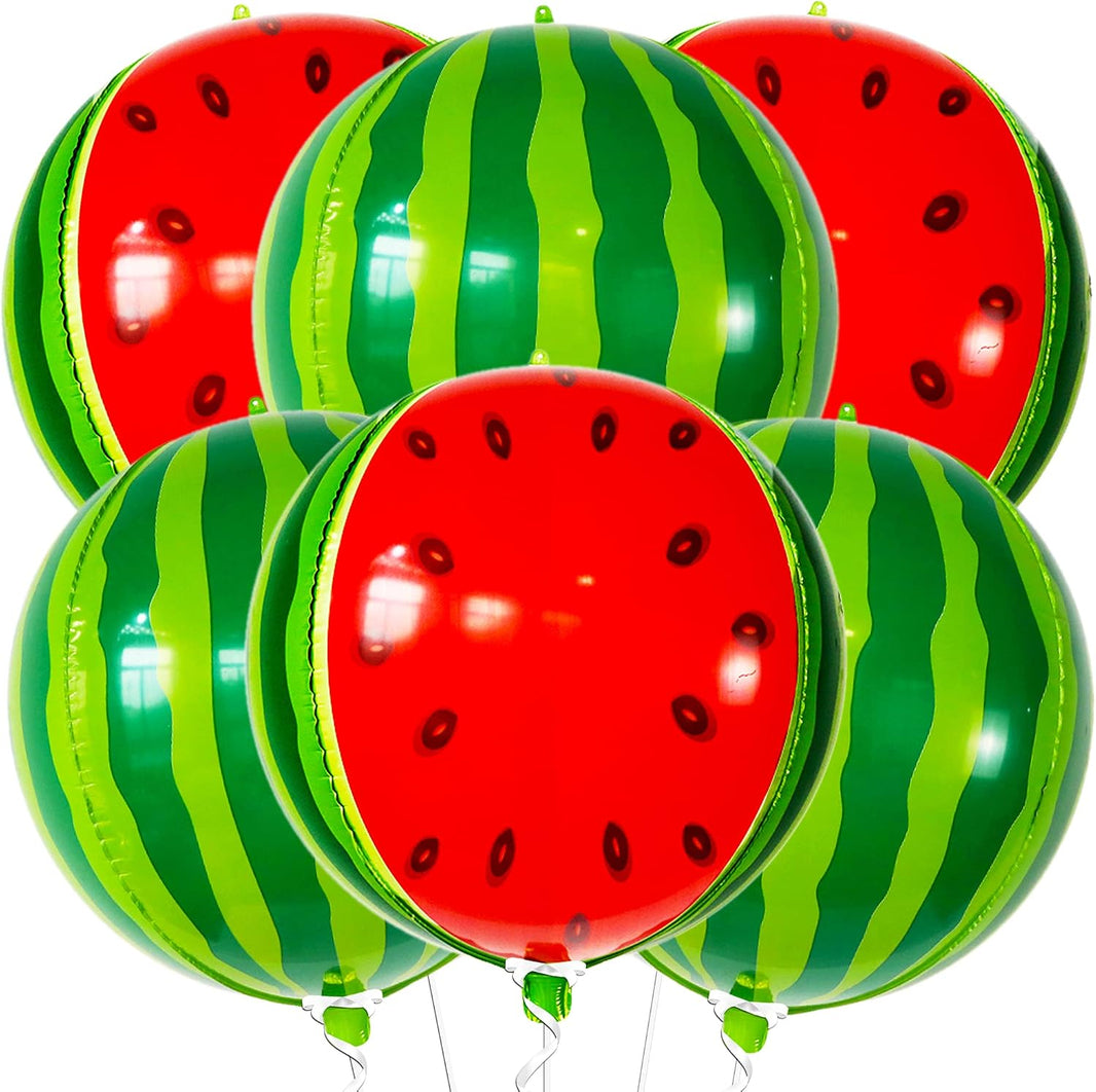 KatchOn, 6 Pcs Big Watermelon Balloons, 22 Inch | Summer Party Decorations | Watermelon Birthday Decorations | One In A Melon Party Decorations for Summer Birthday Decoration, Watermelon Foil Balloons