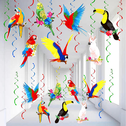 KatchOn Tropical Hanging Swirl Decoration, Pack of 20 | Jungle Decoration for Jungle Party Decorations, Tropical Birds Decorations