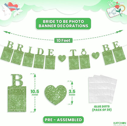KatchOn, Glitter Green Bride to Be Banner - 10 Feet | Bridal Shower Photo Banner, Bride to Be Sign for Bridal Shower Decorations | Bachelorette Party Decorations, Engagement Party Decorations