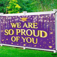 KatchOn, We are So Proud of You Banner - XtraLarge, 72x44 Inch | Graduation Backdrop Purple and Gold for Graduation Party Decorations 2026 | Congratulations Banner for Graduation Decorations 2026