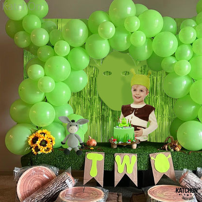 KatchOn, XtraLarge, Sage Green Foil Fringe Curtain - 6.4x8 Feet, Pack of 2 | Light Green Foil Fringe Curtain | Lime Green Backdrop for Frog Birthday Decorations | Sage Green Graduation Decorations