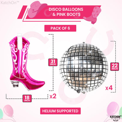 KatchOn, 15 pcs Last Rodeo Balloons Set - Silver, Disco Ball, Cowgirl Boots - Bridal Shower, Wedding, Birthday Decorations