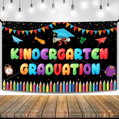 KatchOn, Kindergarten Graduation Backdrop - 72x44 Inch, Kindergarten Graduation Banner for Kindergarten Graduation Decorations 2026 | Kinder Graduation Backdrop, Graduation Decorations 2026