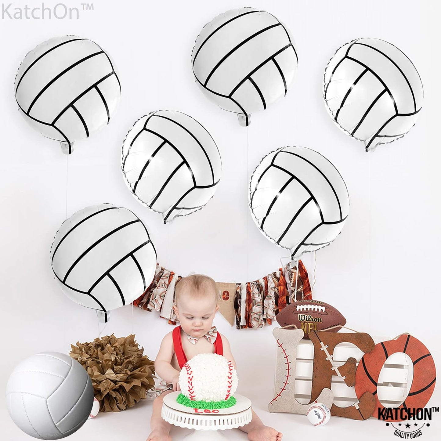 KatchOn, Volleyball Balloons for Volleyball Party Decorations - 18 Inch, Pack of 6 | Volleyball Sports Balloons for Senior Night Decorations | Volleyball Foil Balloons, Volleyball Birthday Decorations