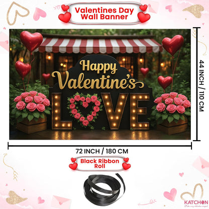 KatchOn, Happy Valentines Day Backdrop - XtraLarge, 72x44 Inch | Love Valentines Banner for Valentine Day Decorations | Valentines Decorations | Valentine Backdrop, Valentines Décor