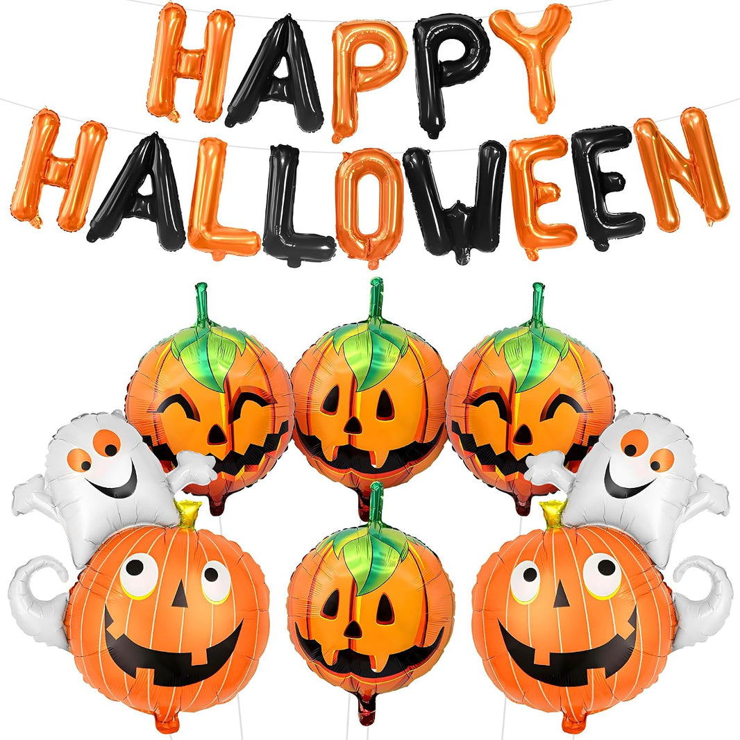 KatchOn Happy Halloween Balloons Banner, Pack of 7
