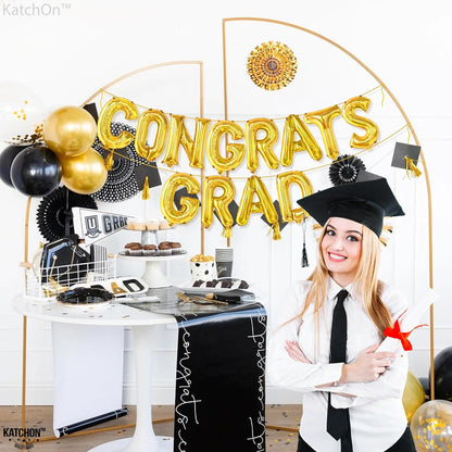 Graduation Decorations 2026 | Gold Congrats Grad Balloons - 16 Inch | Congrats Grad Banner For Graduation Decorations 2026 | Congratulations Banner | Gold Graduation Balloons
