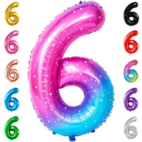 KatchOn, Giant Rainbow Number 6 Balloon - 40 Inch | Galaxy Number 6 Balloon | 6th Birthday Decorations For Girls, Boys | Number Six Birthday Balloon for 6th Birthday Decorations