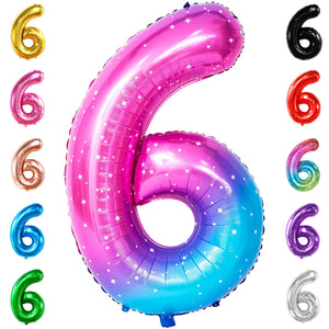 KatchOn, Giant Rainbow Number 6 Balloon - 40 Inch | Galaxy Number 6 Balloon | 6th Birthday Decorations For Girls, Boys | Number Six Birthday Balloon for 6th Birthday Decorations
