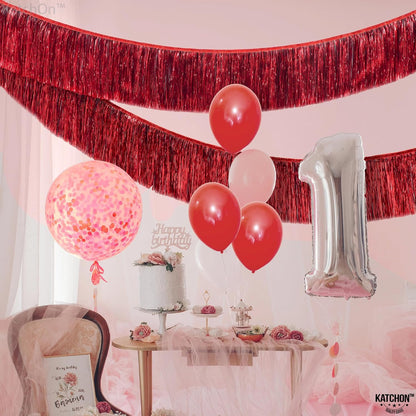 KatchOn, XtraLarge Red Fringe Banner - Pack of 2 | Ceiling Tinsel for Red Streamers Party Decorations | Streamers for Cherry Party Decorations, Bridal Shower Decor, Halloween, Christmas Decorations