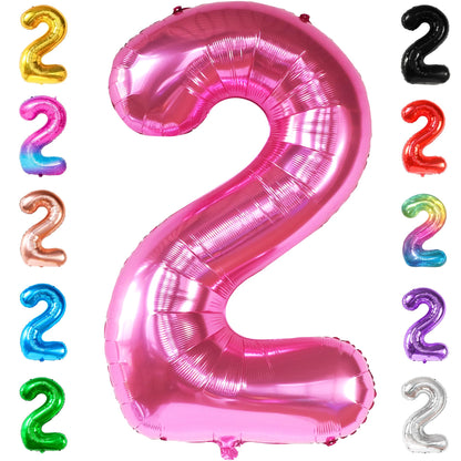 KatchOn, Pink Number 2 Balloon - 40 Inch | Hot Pink 2 Balloon Number, Two Cool Birthday Party Decorations Girl | 2nd Birthday Decorations for girl | 2nd Happy Anniversary Decoration