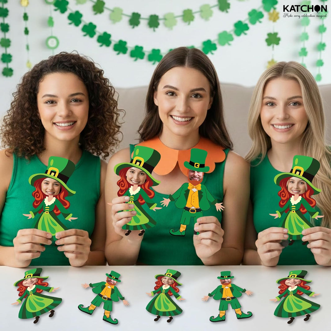 KatchOn, St. Patrick's Day Cutouts for Bulletin Board Decoration - Pack of 50 | DIY Photo Craft Cutout Leprechaun Hat and Dress Suit for St Patricks Day Decorations | Irish March Shamrock Party Decor