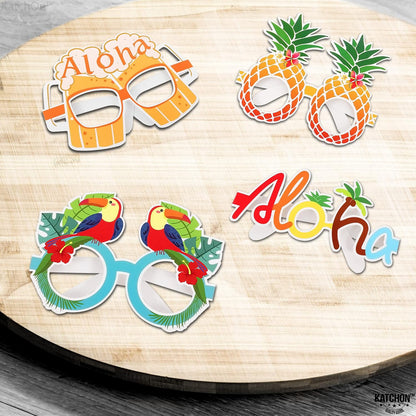 KatchOn Luau Glasses for Luau Party Decorations, Pack of 12 | Hawaiian Party Decorations, Tropical Photo Booth Props, Summer Party Favors, Luau Photo Booth Props, Aloha Party Decorations
