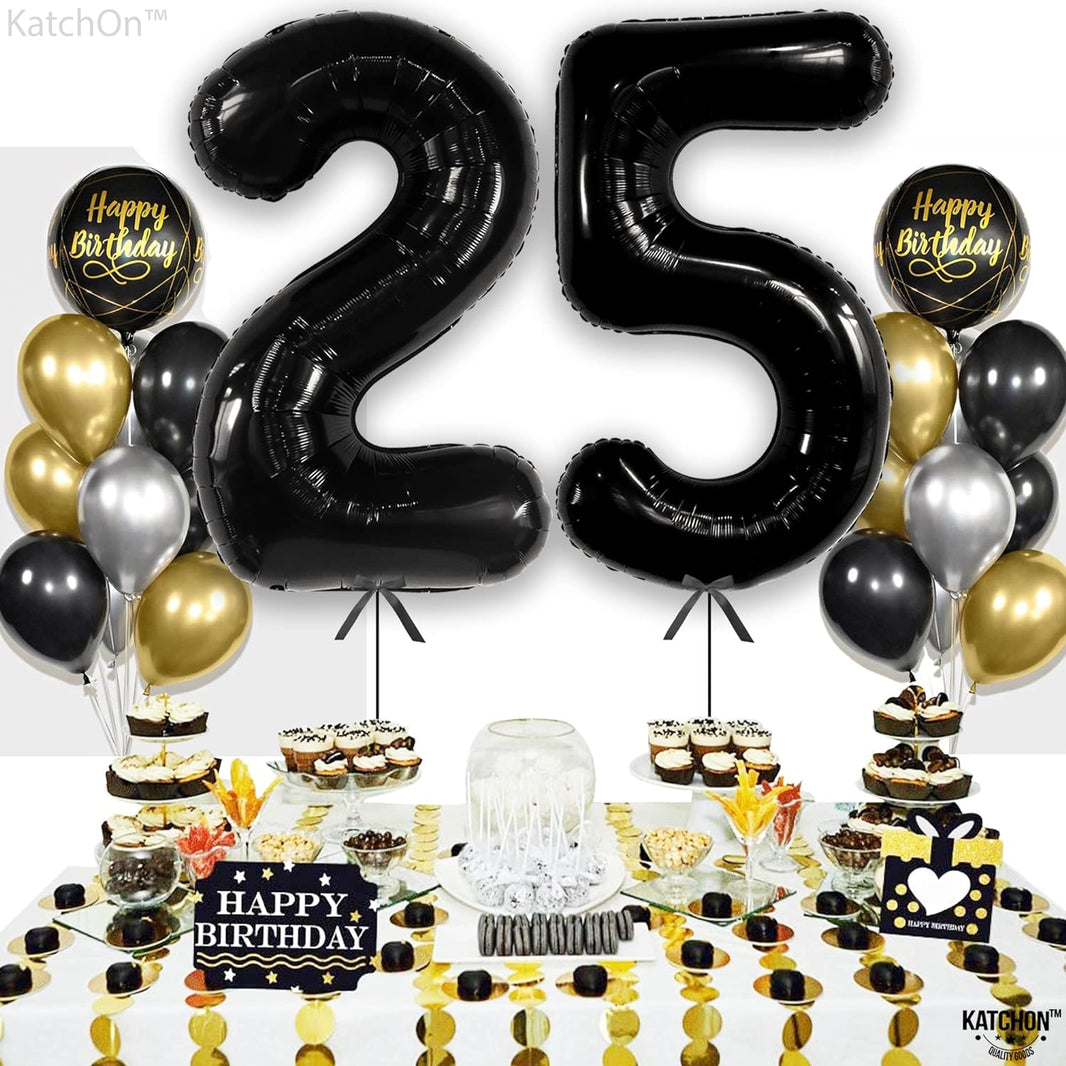 KatchOn, Black 25 Balloon Numbers - Huge, 40 Inch | 25th Birthday Decorations for Men | 25 Balloons, 25 Birthday Decorations For Men | 25th Birthday Decorations For Women, Black Birthday Decorations