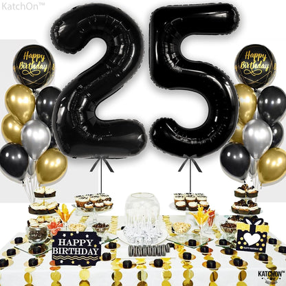 KatchOn, Black 25 Balloon Numbers - Huge, 40 Inch | 25th Birthday Decorations for Men | 25 Balloons, 25 Birthday Decorations For Men | 25th Birthday Decorations For Women, Black Birthday Decorations